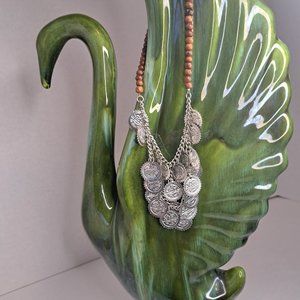 Boho Vintage Silver coin necklace,